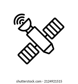Icono de satélite. Signo vectorial de estilo simple aislado en fondo blanco. Tamaño original 64x64 píxeles.