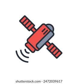 Icono de satélite. Vector.Trazo editable.signo de estilo lineal para utilizar Diseño web,logo.Ilustración de símbolo.
