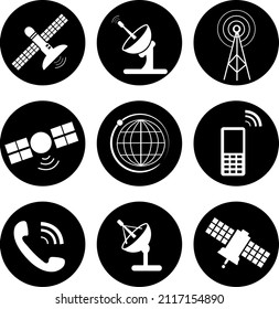 Satellite icons Design In Circle. Vector Illustration..eps