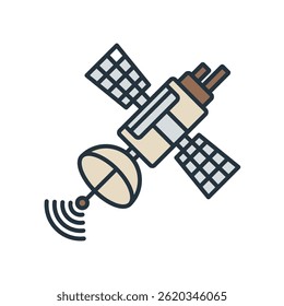 ícones de satélite isolados no fundo branco. Design de estilo plano