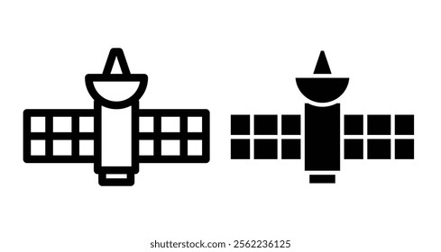 Satellite Icons pack in outlined and flat versions