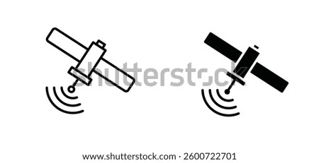 Satellite icons set for apps and web ui designs. simple isolated graphics.