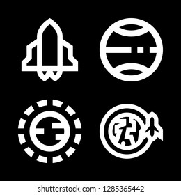 satellite icons set with planet, orbit and spacecraft vector set
