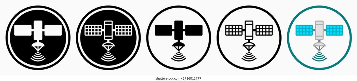 Satellite Icons: vector illustration of artificial satellite icons with white background