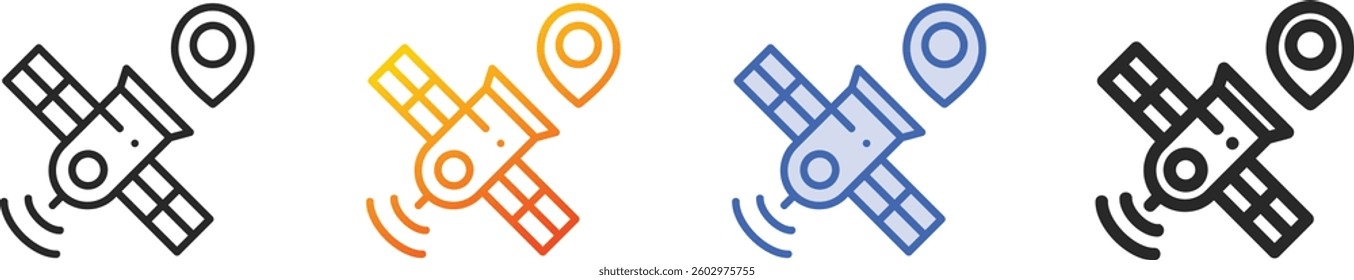 satellite icon.Thin Linear, Gradient, Blue Stroke and bold Style Design Isolated On White Background