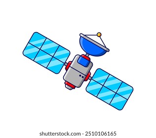 Ilustração por satélite. Ícone satélite. Vetor satélite.