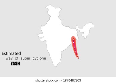 satellite image of super cyclone Yash over the Arabian sea. Way of the cyclone.