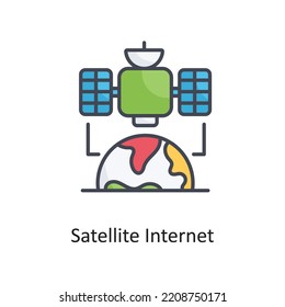 Satellite internet Filled Outline Vector Icon Design illustration on White background. EPS 10 File