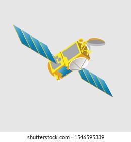 The satellite isolated on  background vector flat design illustration. Good concept for business technology space connected. Satellite Vector. 