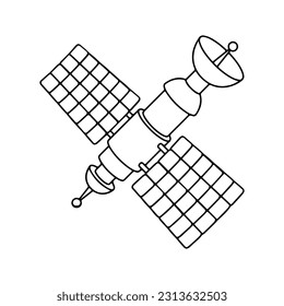 Der Satellit einzeln auf weißem Hintergrund, Vektorgrafik-Design. Gutes Konzept für geschäftliche Verbindungen. Detaillierte Satelliten auf weißem Hintergrund
