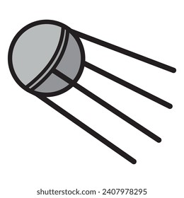 Satellite isolated on a white background, color vector illustration of a flat design in cartoon style.