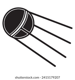Satellite isolated on a white background, black stencil, flat design illustration