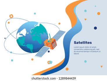 Satellite. Isometric Concept.