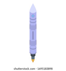 Satellite launcher rocket icon. Isometric of satellite launcher rocket vector icon for web design isolated on white background