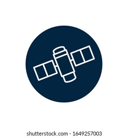 Satellite line block style icon of Space futuristic cosmos outside universe astronomy adventure and exploration theme Vector illustration