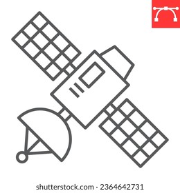 Satellite line icon, cosmos and communication, satellite vector icon, vector graphics, editable stroke outline sign, eps 10.