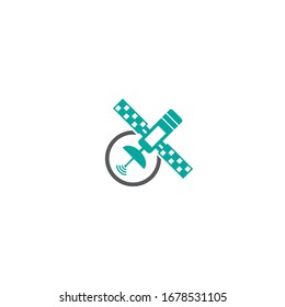 Icono de línea satelital, signo de vector de contorno, pictograma lineal aislado en blanco. Símbolo, ilustración de logotipo