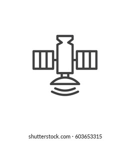 Satellite line icon, outline vector sign, linear style pictogram isolated on white. Symbol, logo illustration. Editable stroke. Pixel perfect