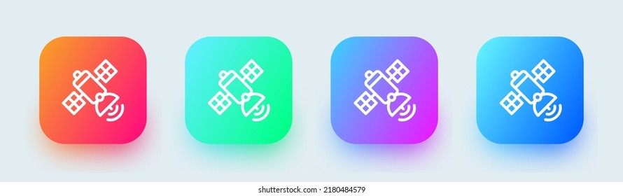 Satellite line icon in square gradient colors. Antenna signs vector illustration.