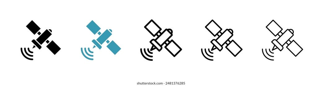 Satellite line icon vector set.