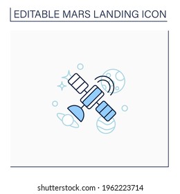 Satellite line icon.Artificial satellite placed in Earth orbit. Observation from space. Mars landing concept. Isolated vector illustration. Editable stroke