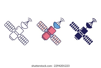 satellite line and solid illustration icon