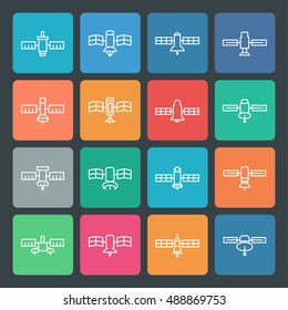 Satellite line vector icons