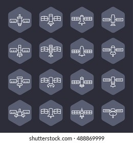 Satellite line vector icons