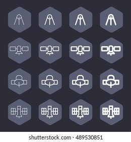 Satellite line vector icons