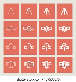 Satellite line vector icons