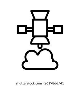 Ilustración vectorial De Línea Satelital Aislada Sobre Fondo Blanco.