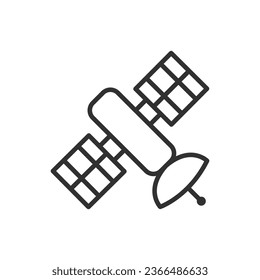 Icono satelital, lineal. Línea con trazo editable