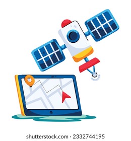 Satellite location flat icon is up for premium use 