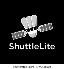 Satellite logo design. Black isolated background. Minimalistic logo design. Creative logo. Beautiful and simple element