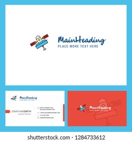 Satellite  Logo design with Tagline & Front and Back Busienss Card Template. Vector Creative Design