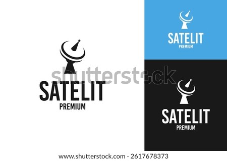 Satellite logo design template vector illustration