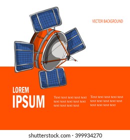 Satellite logo made in trendy cartoon stile vector .background for flyer or banner design. Space series. Space exploration and adventure symbol.