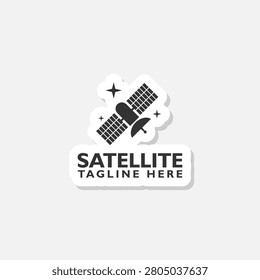Satellite logo sticker isolated on gray background