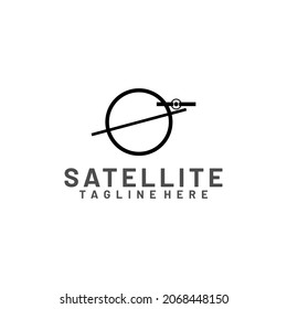 Plantilla de logotipo de satélite. Concepto de logotipo de tecnología de la comunicación para satélites