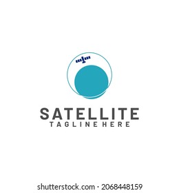 Satellite logo template. Communication technology logo concept for satellite