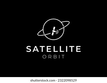 Satellite logo template. Communication technology logo concept for satellite