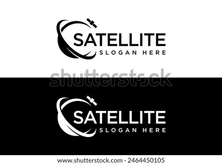Satellite logo vector template. Communication technology logo