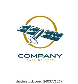 Satellite logo vector, this design is suitable for business related to technology and communications industry