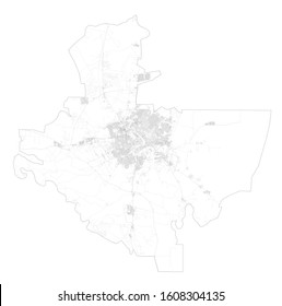 Satellite map of Baghdad towns and roads, buildings and connecting roads of surrounding areas, Iraq. Located along the Tigris River
