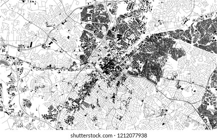 Satellite map of  Charlotte, North Carolina, city streets. Street map, city center. Usa