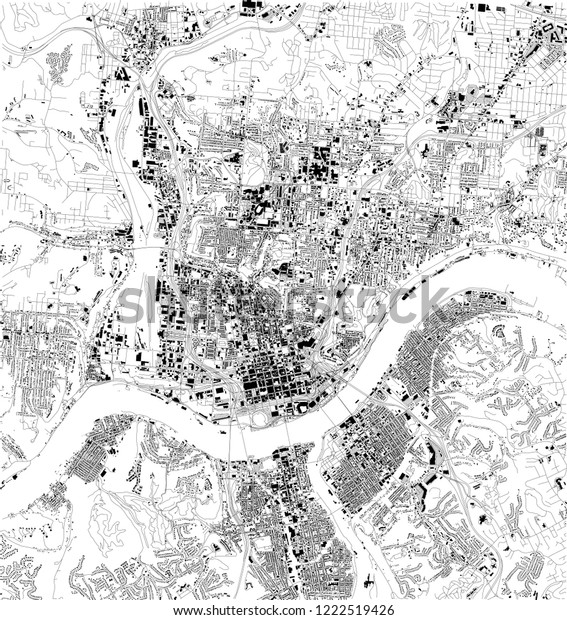 Satellite Map Cincinnati Ohio City Streets Stock Vector Royalty Free 1222519426
