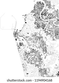 Satellite map of Colombo, Sri Lanka, streets of the city. Street directory and map of the city center. Asia