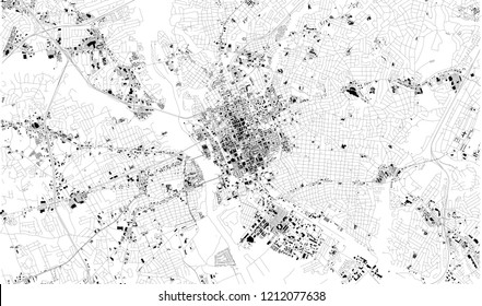 Satellite Map Of Columbia, South Carolina, City Streets. Street Map, City Center. Usa