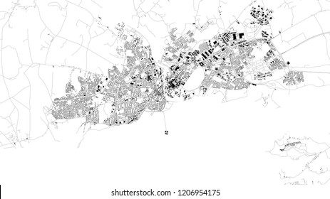 Satellite Map Of Galway, Ireland, City Streets. Street Map, City Center