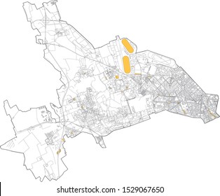 Satellite map of Milan, streets and building of area number 7, municipalities number seven. Lombardy. Italy